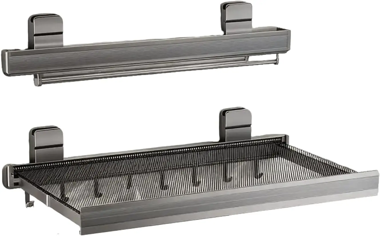 

Oleth Telescopic Suction Cup Bathroom Towel Rack & Balcony Drying Net: Super Strong Suction, Tool-Free Install, Wall-Safe. Fits