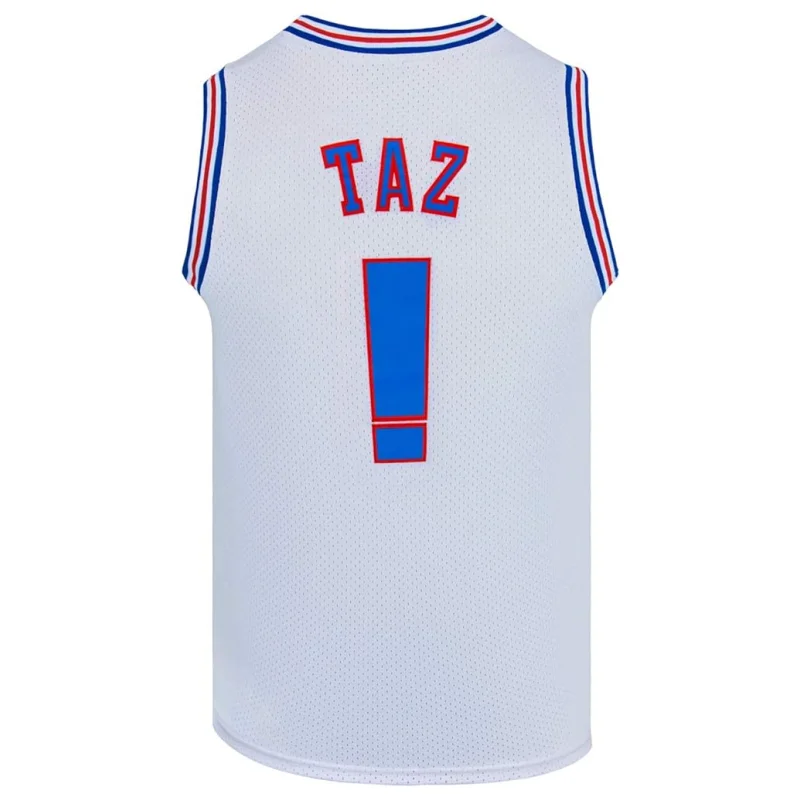 Movie #! TAZ Cosplay Basketball Jersey Halloween Shirts for Halloween Party White/Black S-3XL