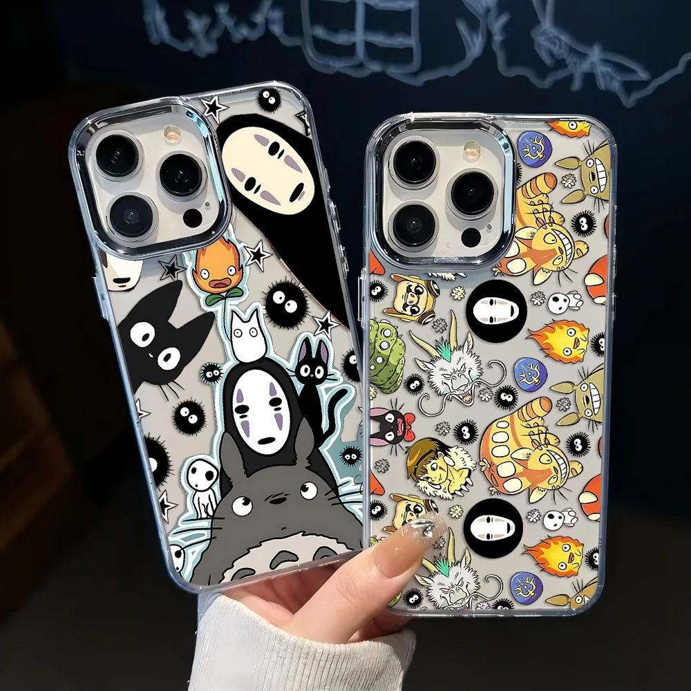 Capa de Celular Transparente Macia com Tema do Popular Filme Totoro para iPhone 17e 17 16e 16 15 14 13 12 11 Pro Max X XR XSMAX 8 7 Air Plus