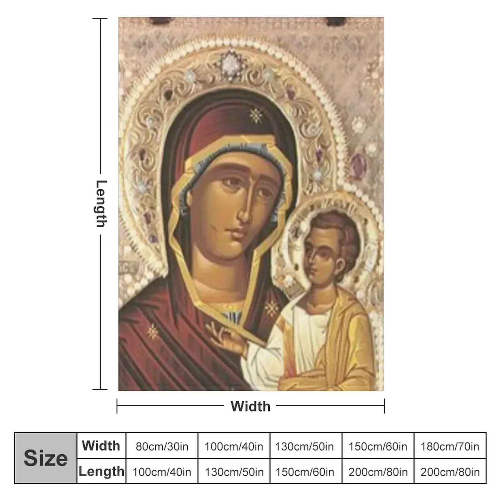 Virgin Mary and Baby Jesus: The Iveron Theotokos Throw Blanket Designers Plush Soft Plaid funny gift Polar Blankets