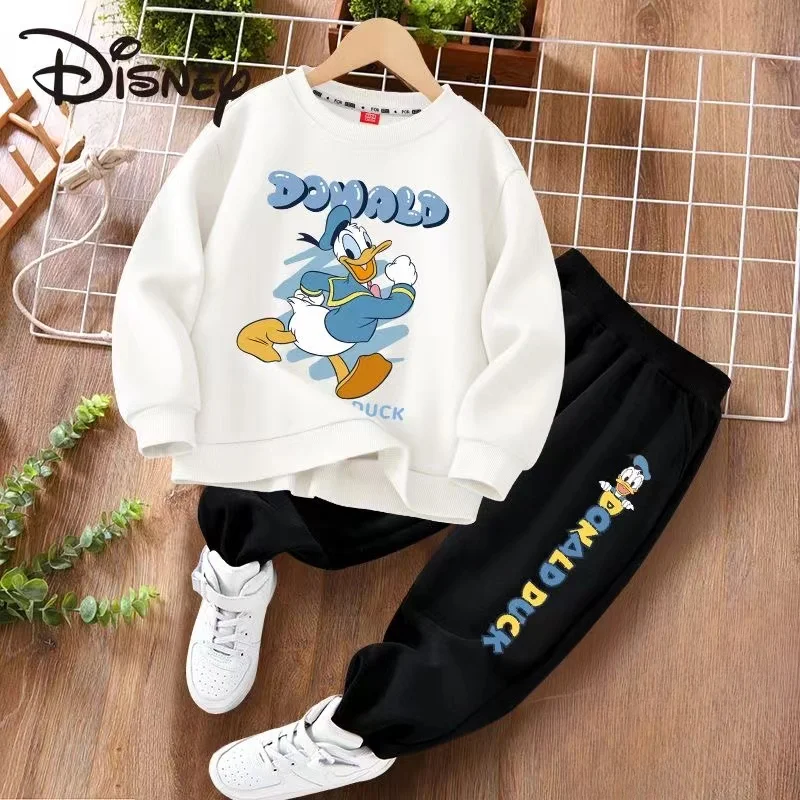 Autumn Baby Girl Boy Clothes Set Children Disney Donald Duck Printing  Sweatshirt Top and Pants Bottom 2Piece Suit Kid Tracksuit