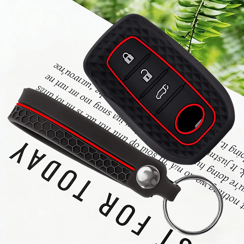 Silicone Car Key Case Cover Keychain-For Toyota Corolla Hatchback Cross Yaris Cross Prius Hilux Land Cruiser LC200 LC250 LC300