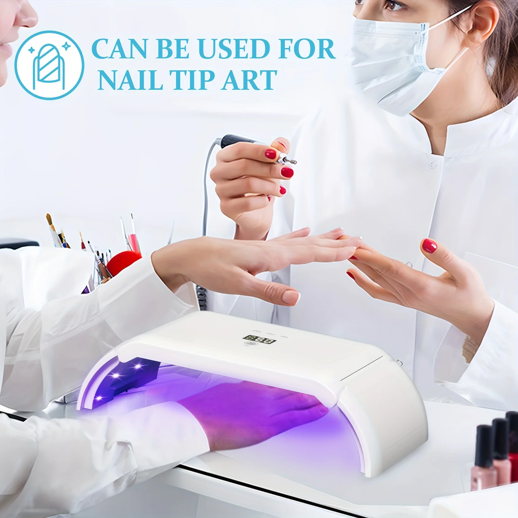UV LED Nail Lamp 48 LED Double-Sided Foldable Portable UV Light for Gel Nails with Long Time Setting and Digital Display