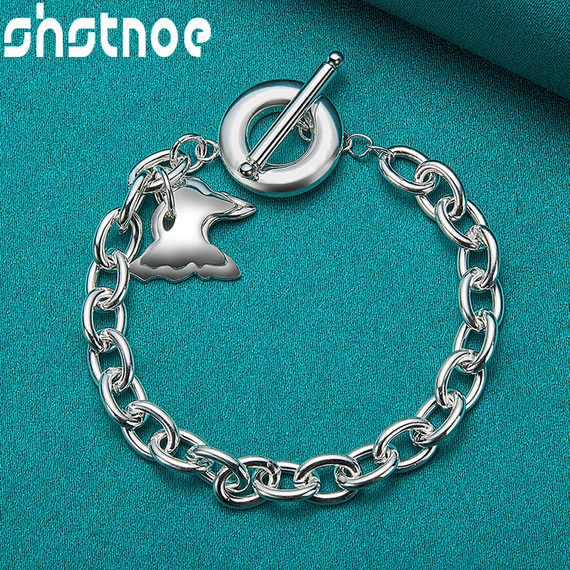 

SHSTONE Hot Sale Chain 925 Sterling Silver Butterfly OT Buckle Charm Bracelets For Women Party Engagement Gifts Fashion Jewelry