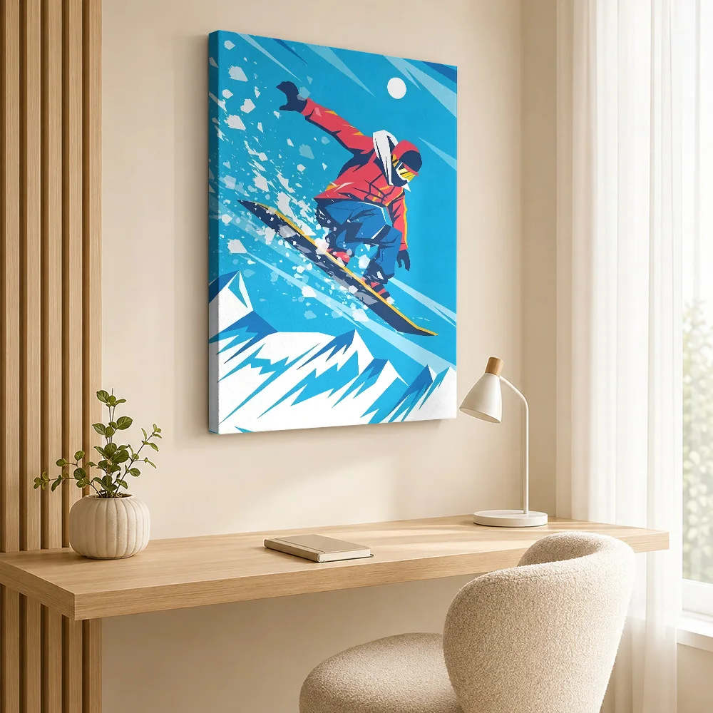 Snowboarder Mid-Air Jump Framed Canvas Print Poster Personalized Photo Modern Aesthetic Wall Paintings Decoration for Bedroom