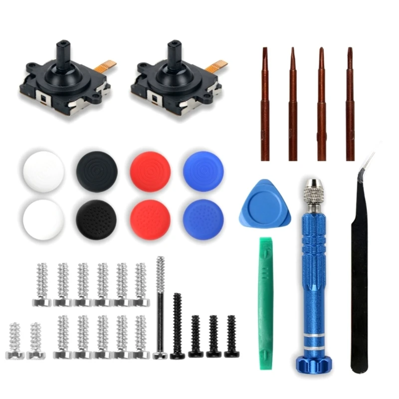 3D Analog Joystick For Oculus Quest 2 Controller Handle 3D Joystick Repair Part Left/Right Repairing Kits Thumbstick Caps Screws