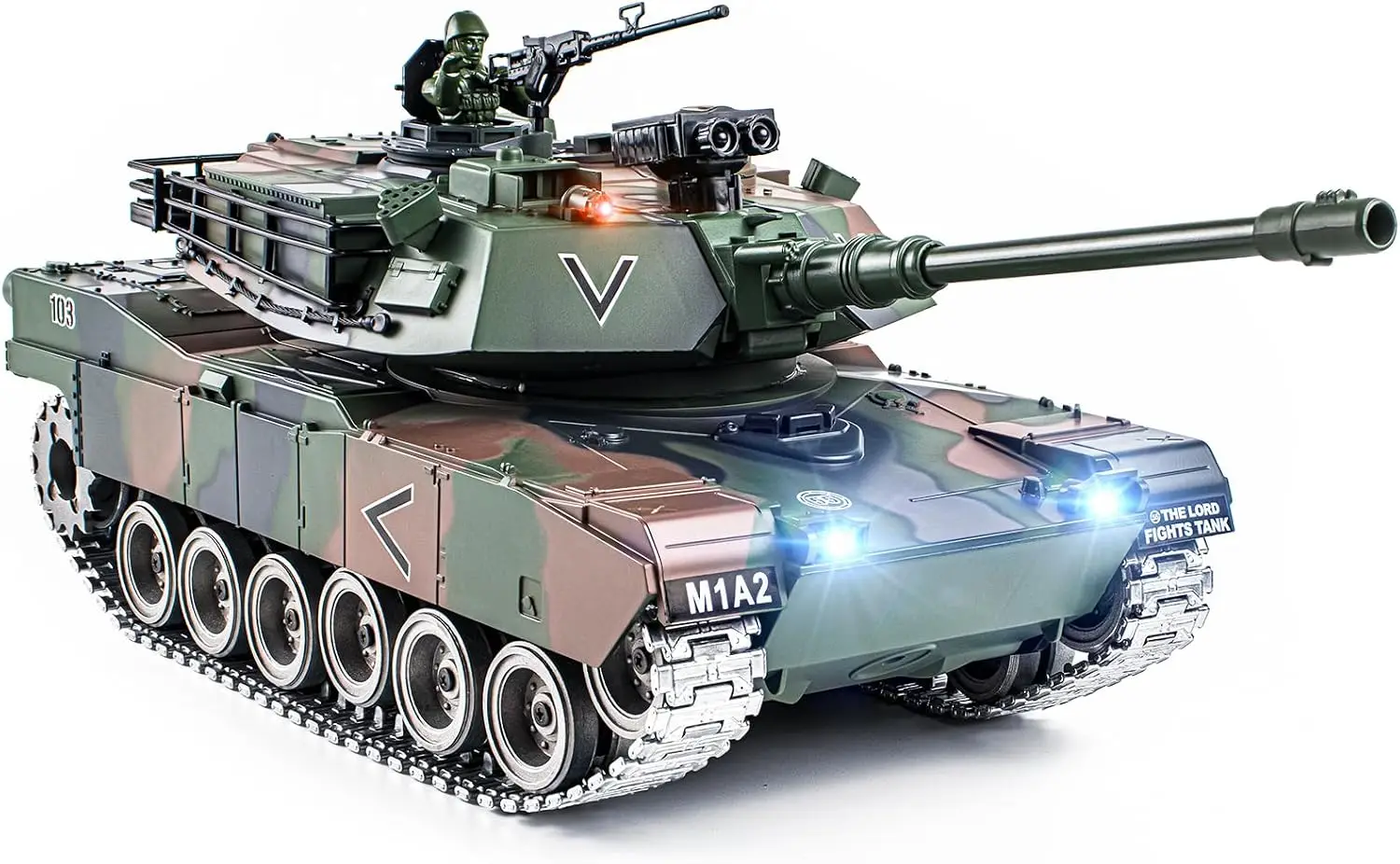 1:18 RC Tank, 2.4G US M1A2 Metal Alloy Metal US M26 Remote Control Tank that Shoot BBS Model Toys, Army Toy with Smoke, Lights,