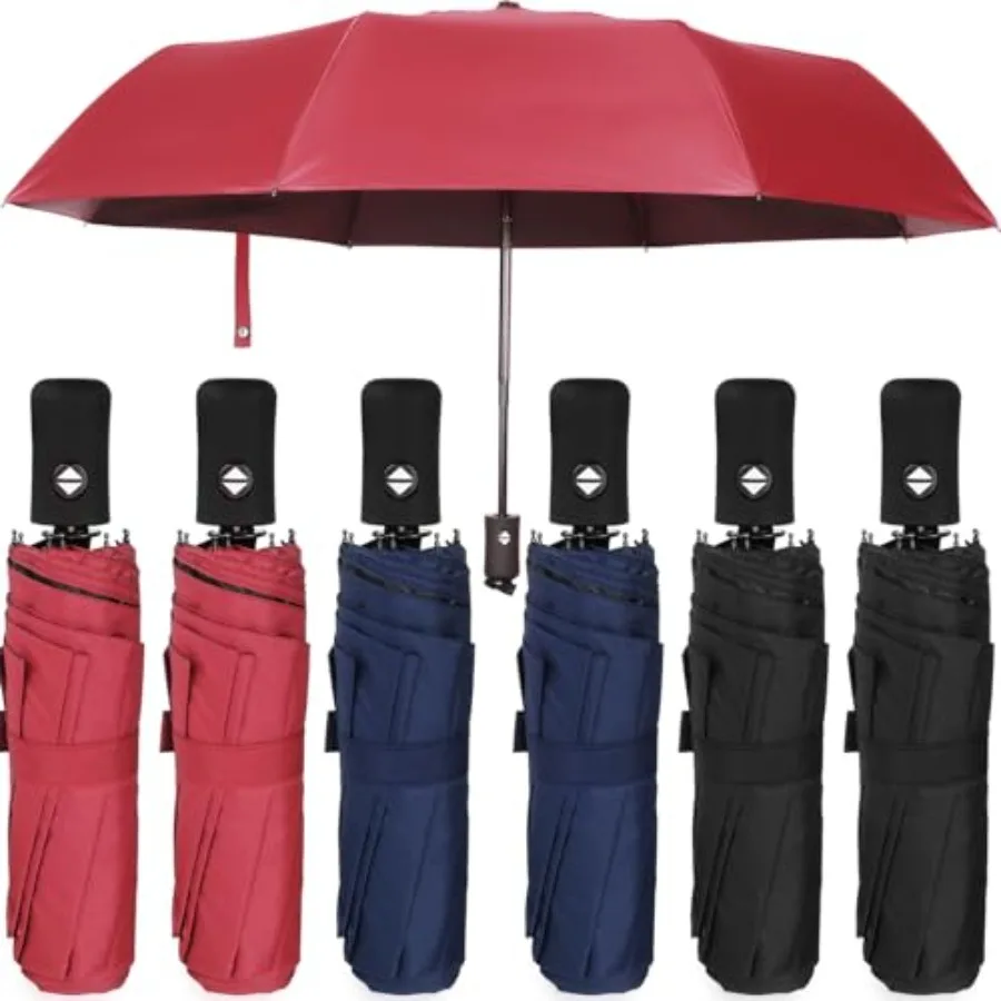 

6 Pcs Travel Compact Umbrella Automatic Open Close Windproof Small Light Backpack Purse Car Portable Collapsible Umbrella for R
