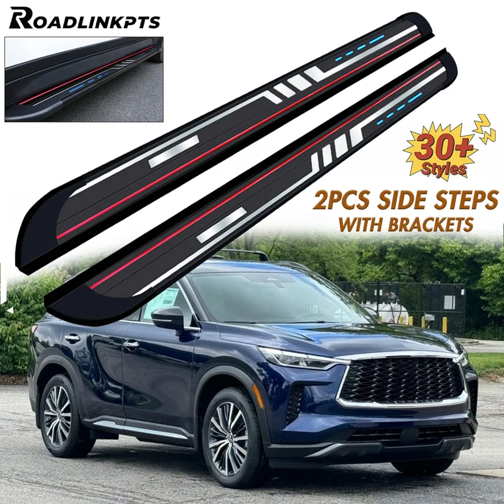

2 шт., алюминиевые 3,9 дюйма, 4,3 дюйма, широкие фиксированные боковые ступени, подходят для Infiniti QX60 2022 2023 2024, подножки, Nerf Bars, рельсы, пластины, педали