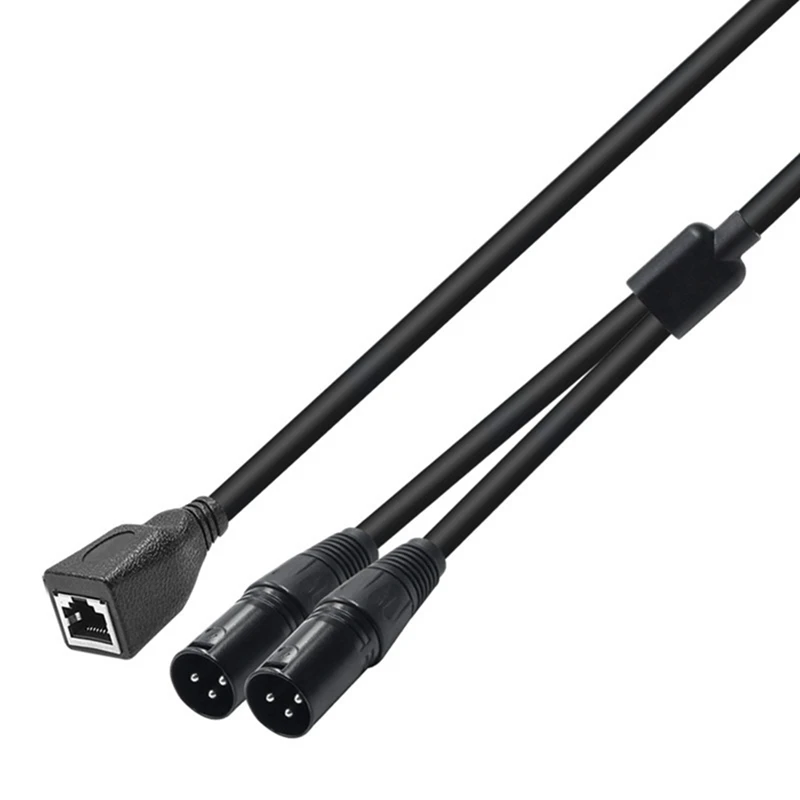 Dual 3Pin XLR macho para adaptador RJ45, cabo DMX para DMX-CON Controller Series e Recording Studio, RJ45, 1Pc