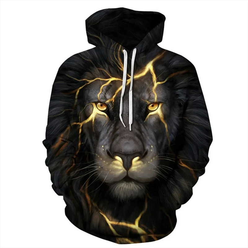 

Fashion Punk Lion Graphic Sweatshirts Fashion Goth Animal Hoodies For Men Clothes Casual Streetwear Ropa Hombre Pullovers Hoody