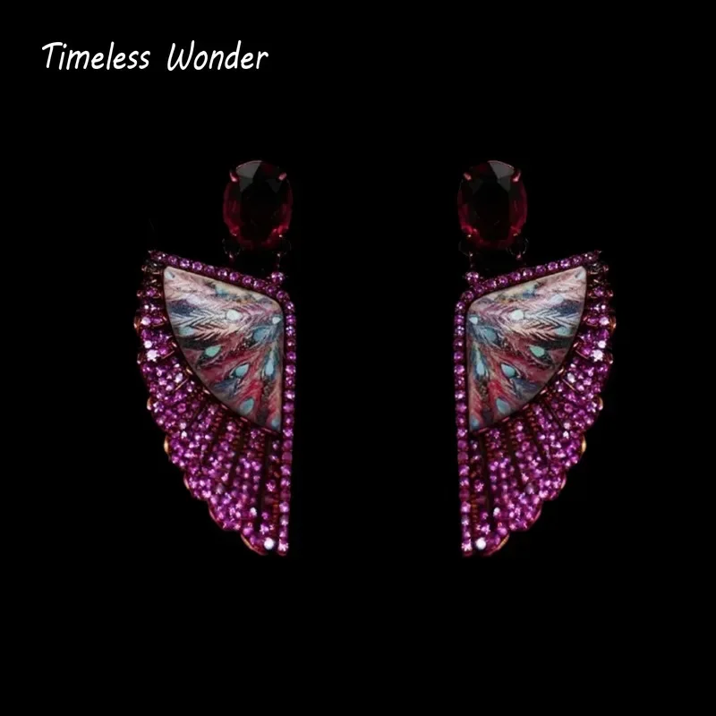 

Timeless Wonder Fancy Zircon Geo Wings Stud Earrings for Women Designer Jewelry Trendy Top Rare Gift Sweet 3644