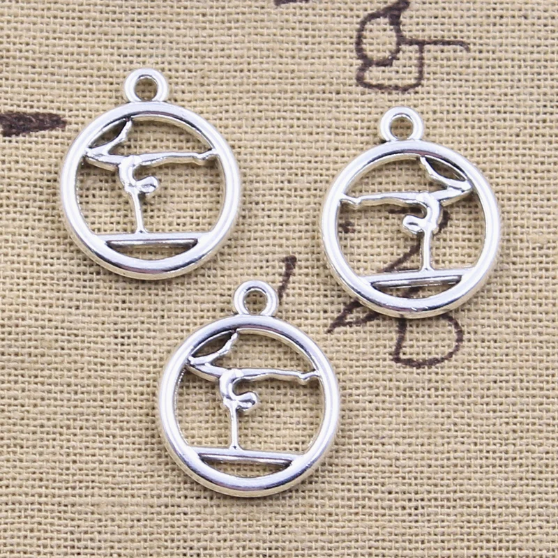 10pcs Charms Yoga Player Gymnastics Gymnast Sporter 22x18mm Antique Silver Color Pendants Making DIY Tibetan Finding Jewelry