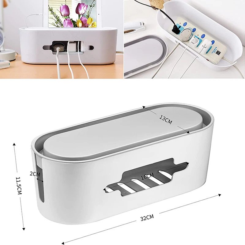 Electronics Cable Storage Box Plug Wire Organizer Anti-Dust for Charger Management