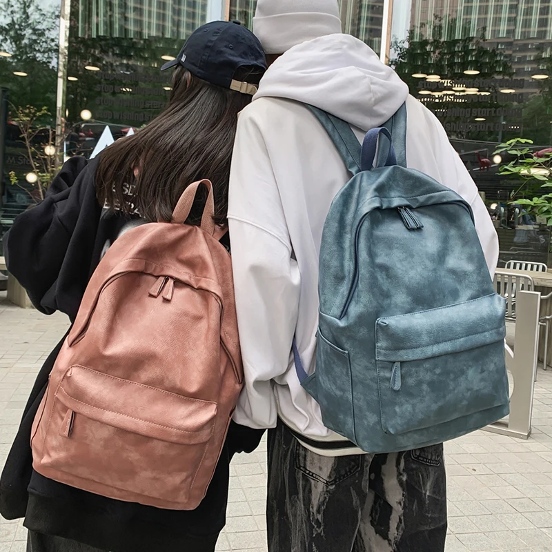 고품질 PU 가죽 여성 배낭 대용량 학교 가방 남여 노트북 배낭, 패션 여행 배낭 Bagpack Mochila