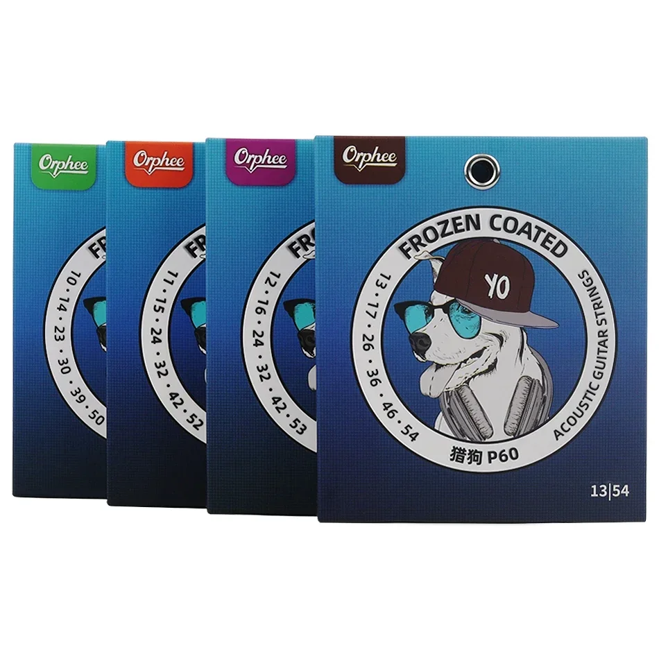 Orphee Frozen Nano Coated Acoustic Guitar Strings Phosphor Bronze Hexagonal Core 010-050,011-052,012-053,013-054