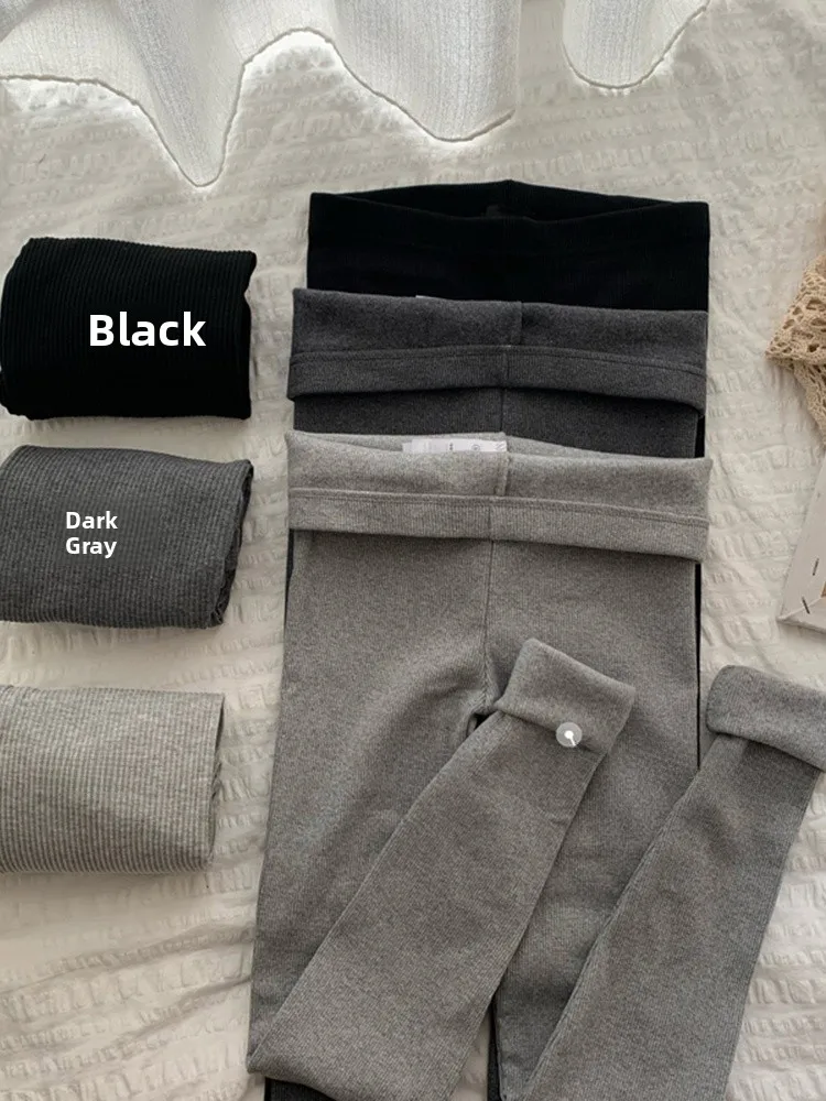

Thiened Fce ey High Waist Slim Fit Winter Leggings Women's Outerwear New 2025 Elastic Tight Pants Casual Long Pants