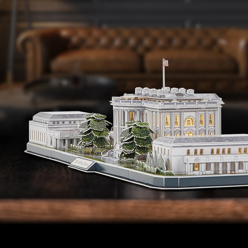 DIY Paper Puzzle 3D Three-Dimensional Famous Building White House Model Jigsaw Assembly Toy for Children Birthday Gifts