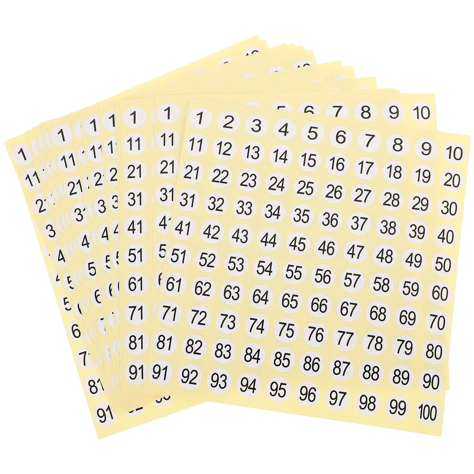 Digital Stickers 15 Sheets Copper Plate Numbered for Office Classroom Self Adhesive Item Classification Storage Folder Labels