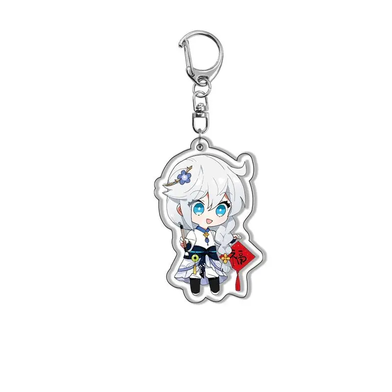 6CM Honkai Impact 3 Game Keychains Kiana Kaslana Double-sided Cartoon Figure Key Ring for Women Men Car Handbag Pendant Gifts