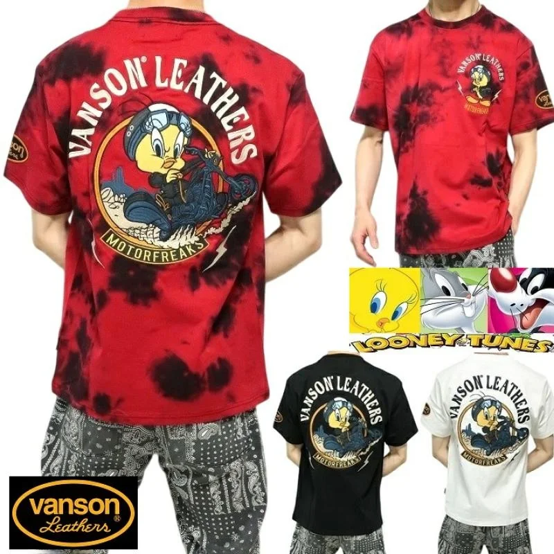 

Футболка с коротким рукавом в стиле ретро-мультфильмов с плотной вышивкой и эффектом тай-дай, хлопковая, стандартного кроя, летняя, повседневная