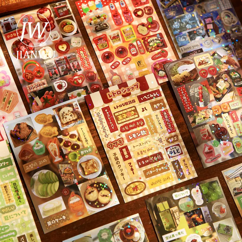 

JIANWU Millennium Dream Book Series Vintage Foods Dessert Landscape Material Collage Sticker Book Creative Journal Stationery