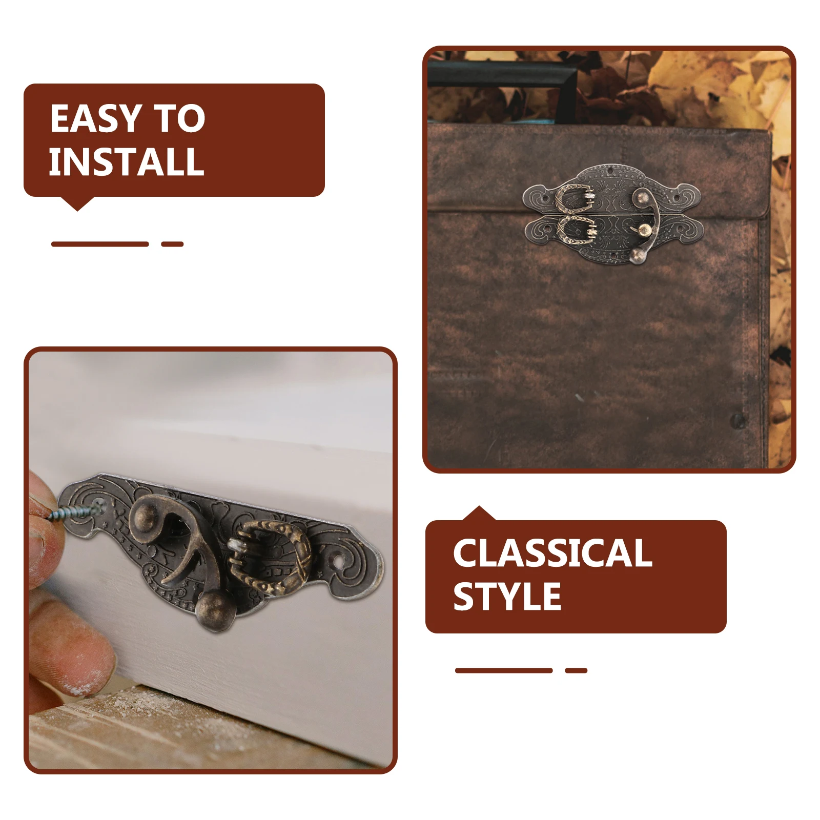 

2 pcs Heart Shaped Furniture Locks Retro Style Durable Wooden Box Buckles Jewelry Case Locks Gift Hardware