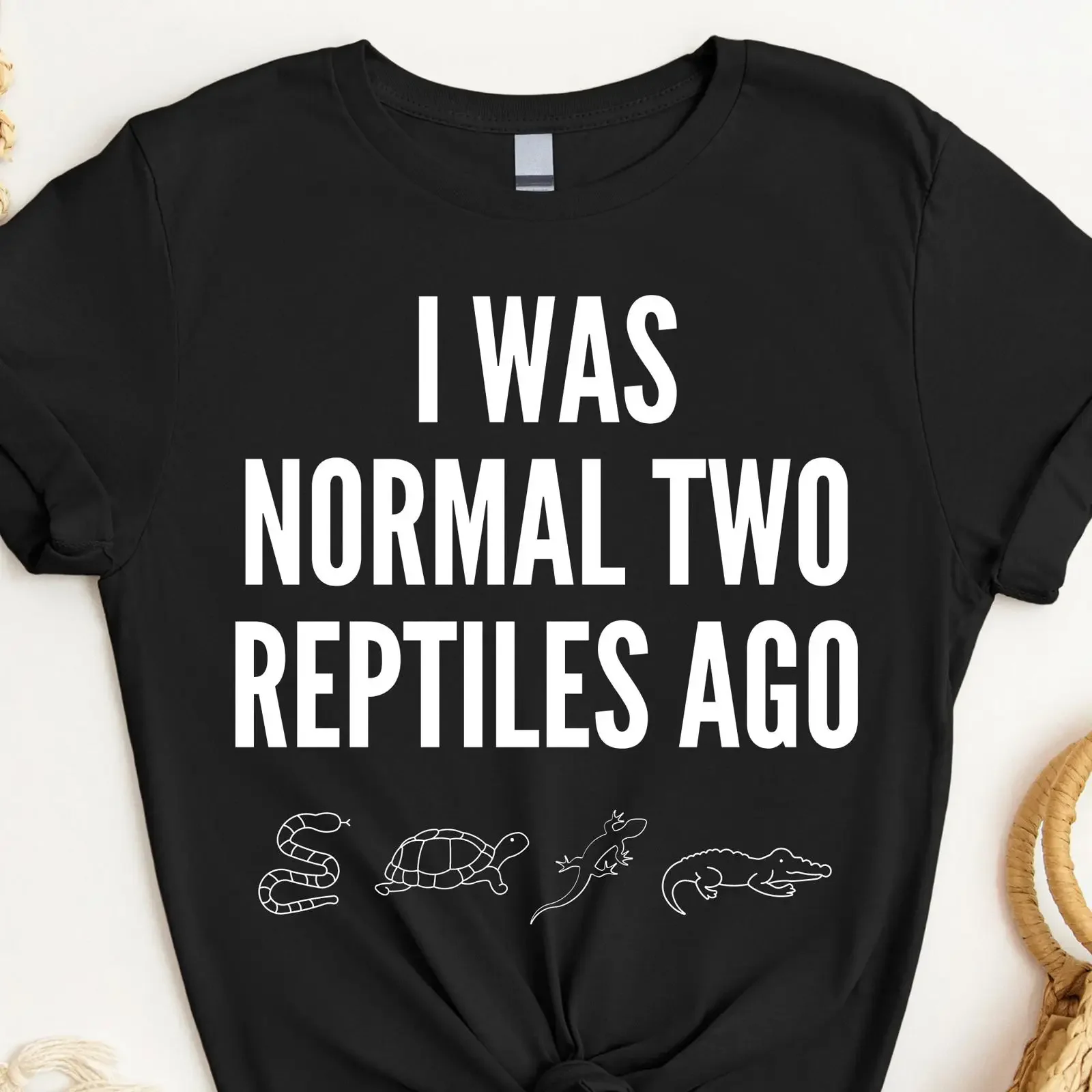 I Was Normal Two Reptiles Ago Funny Reptile Lover Snake Turtle Lizard Alligator Black T Shirt vintage Washed designer clothes