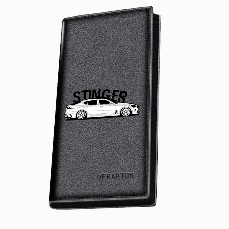 White car outline black background custom wheels Men's Long Wallets Business Stylish Printing Design Casual Use Christmas Valent