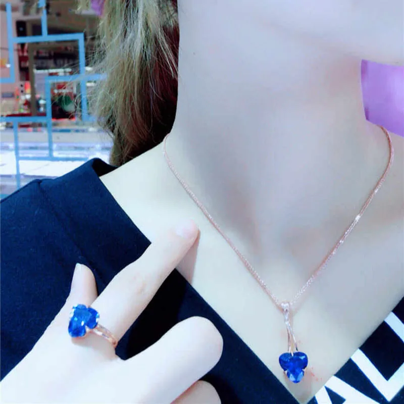 585 purple gold fashion new product sapphire rings for women plated 14K rose gold luxury classic elegant jewelry Adjustable