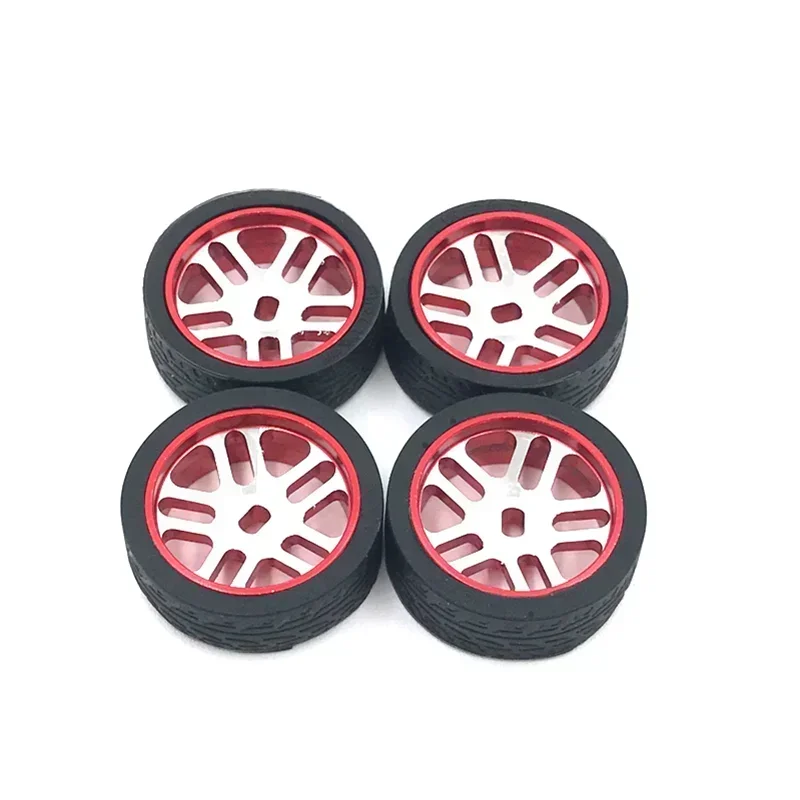 4Pcs 1:28 Metal RC Car Wheel Hub Tires Narrow Tire Rims For 1/28 Wltoys iw04m awd iw02 rm02 rm03 dgawd mini-z RC Car Parts