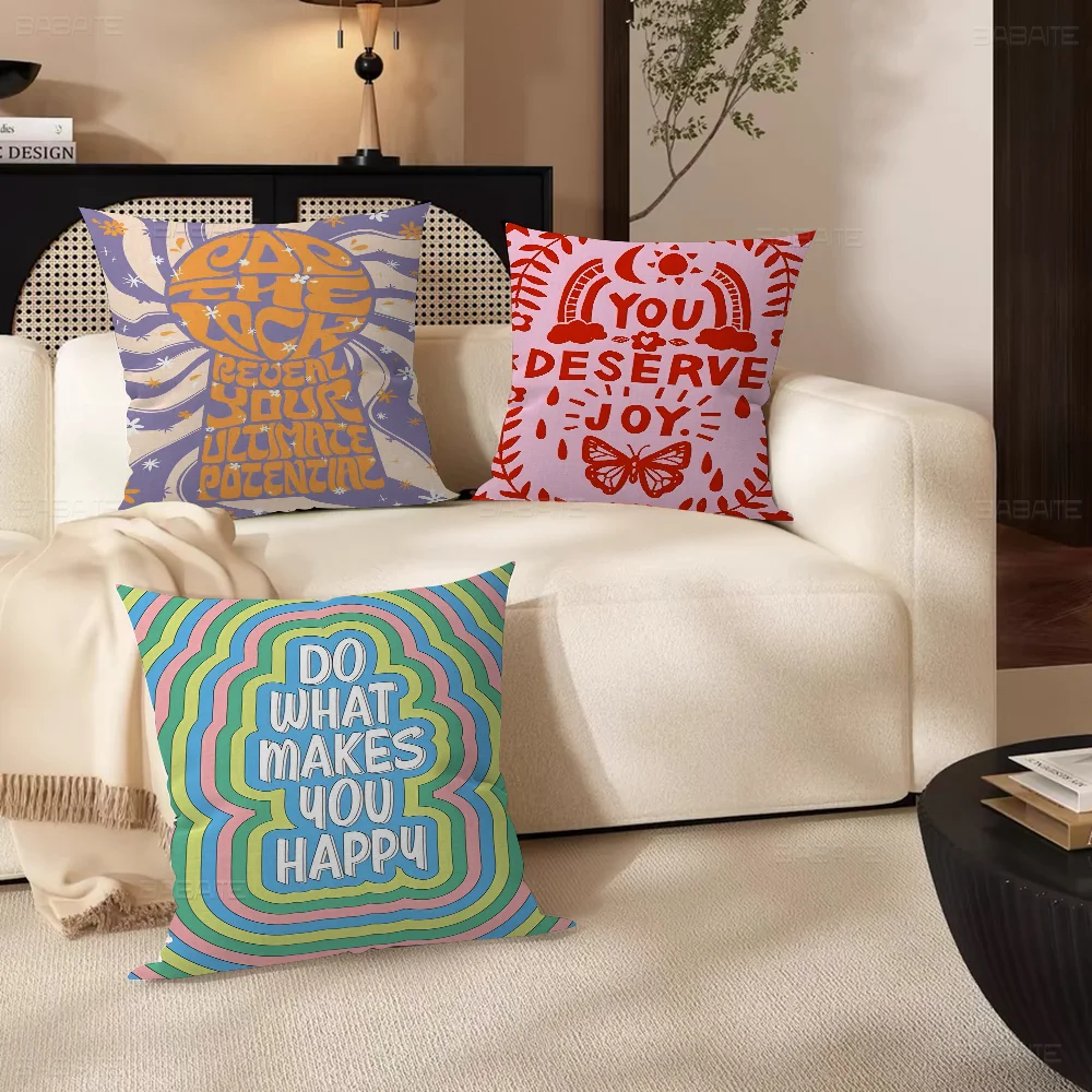 

Positive Groovy Quote Pillow Cover Sofa Cushion Cover Home Room Decoration Children Gift