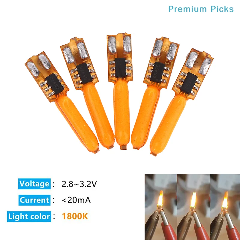 portable5/10pcs 3V Led Flash Flame Candles Bulb LED Filament 1800K COB Diode Birthday Party Decoration Light Bulb Accessories