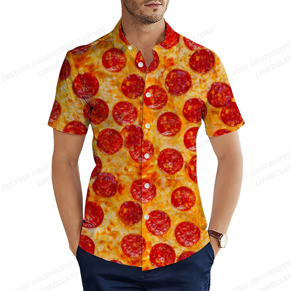 Foods Sausage Shirts Men Women Fashion Shirts Hawaiian Casual Beach Blouse Cuba Camisa Turn Down Collar Funny Chips Shirt Boy