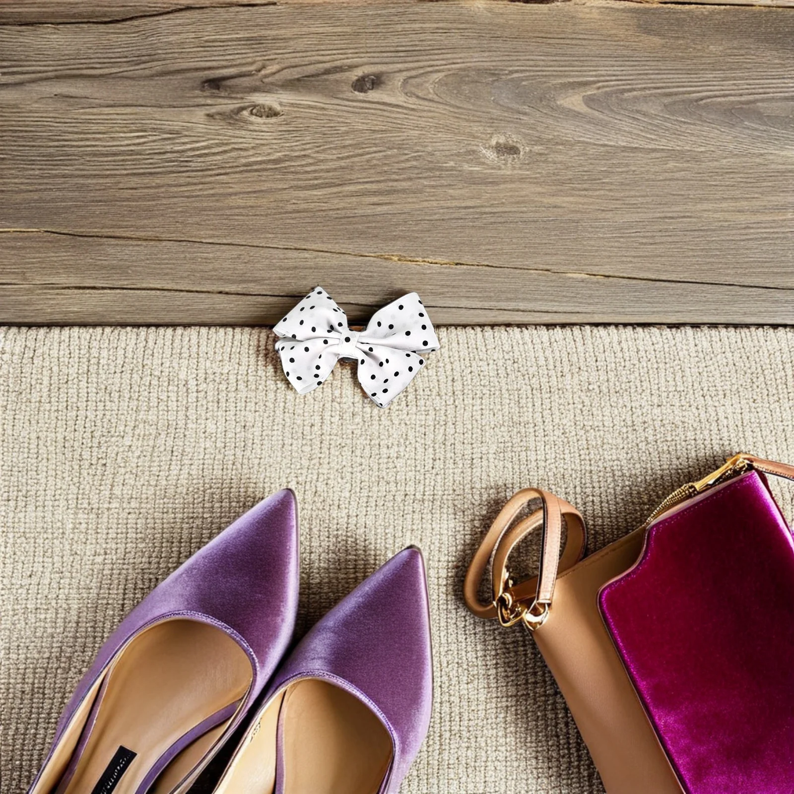 

2Pairs Detachable Bow Shoe Clips Polka Dot Satin Bowknot Accessories for Women High Heels Wedding Party Daily Wear Shoe Clip on