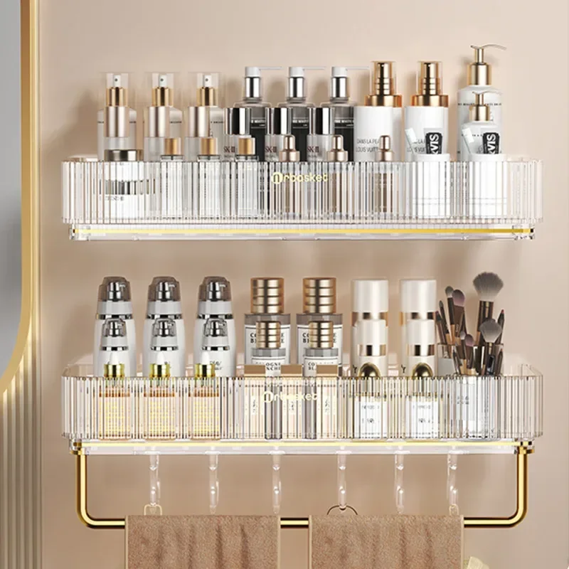 

Simple Light Luxury Acrylic Toilet Storage Rack Without Hole Wall Hanging Towel Rack Toilet Bathroom Cosmetics Storage Rack