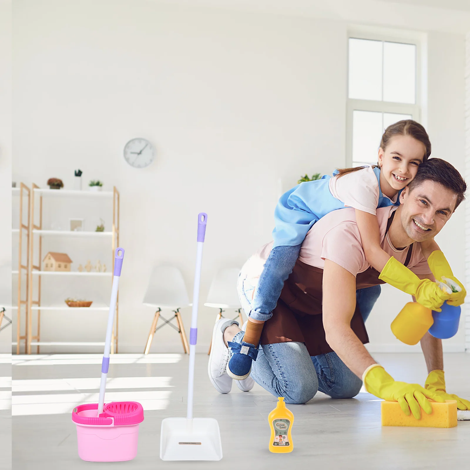 1 ferramentas de limpeza para crianças mini vassoura pá mop escova esponja fingir jogar conjunto de limpeza para crianças pequena vassoura conjunto de pá-