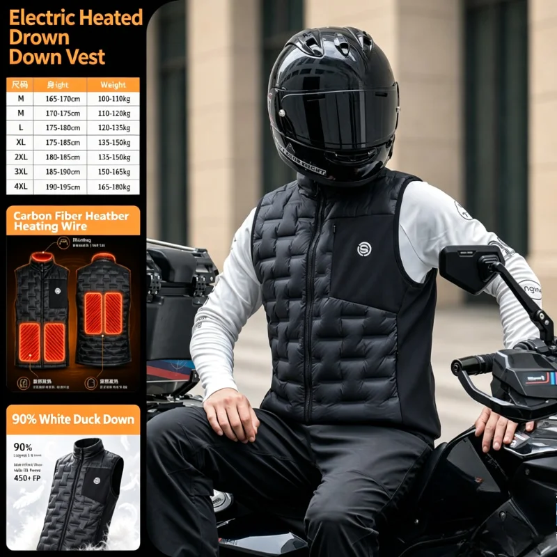 Star Knight SKJ872 Electric Heated Vest for Men, Motorcycle Riding Thermal Waistcoat, Autumn Winter Warm Cold-proof Jacket