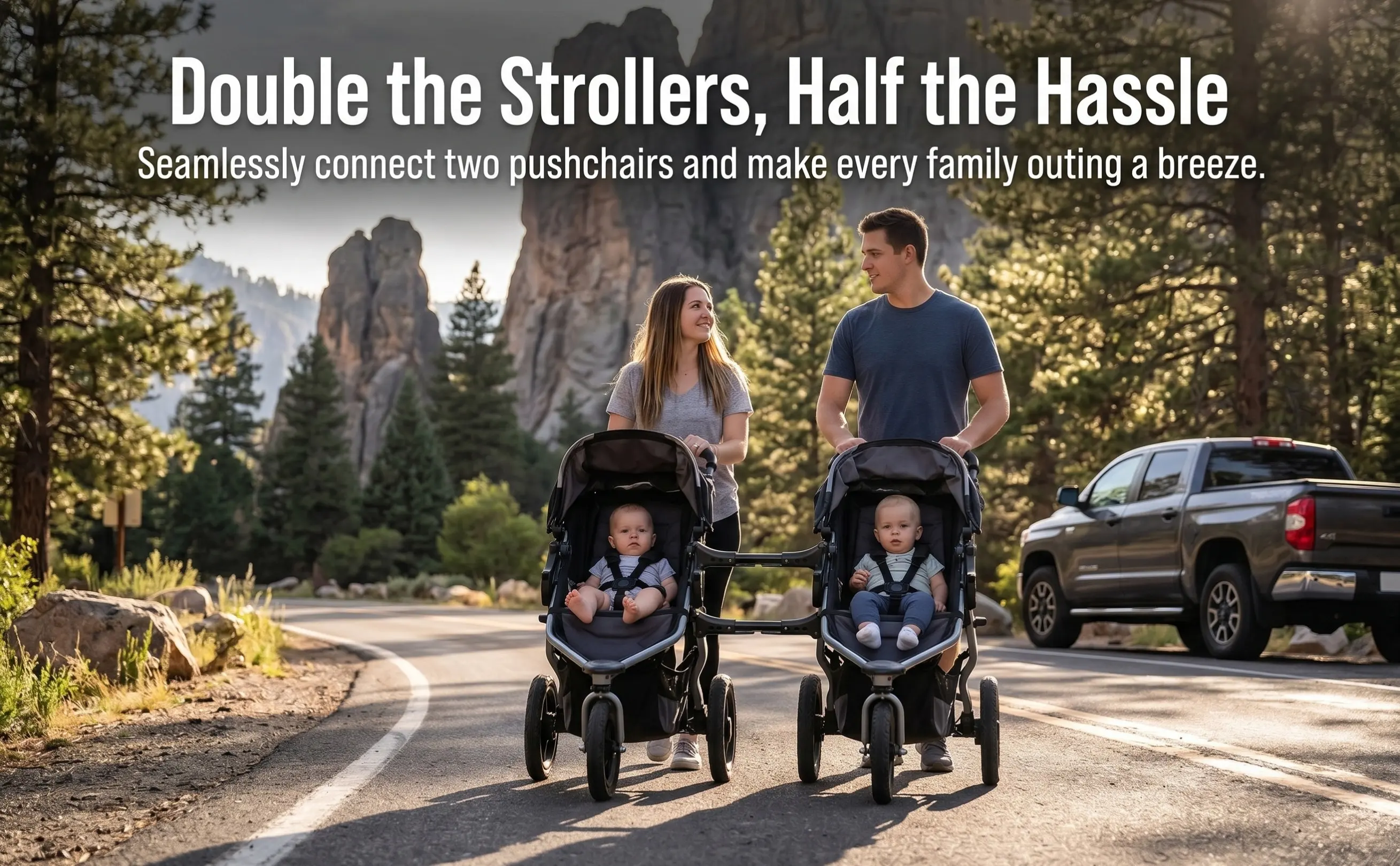 3Pcs Baby Stroller Connector Aluminum Adjustable Universal Twin Stroller Link for Double Pushchair Flexible Connection