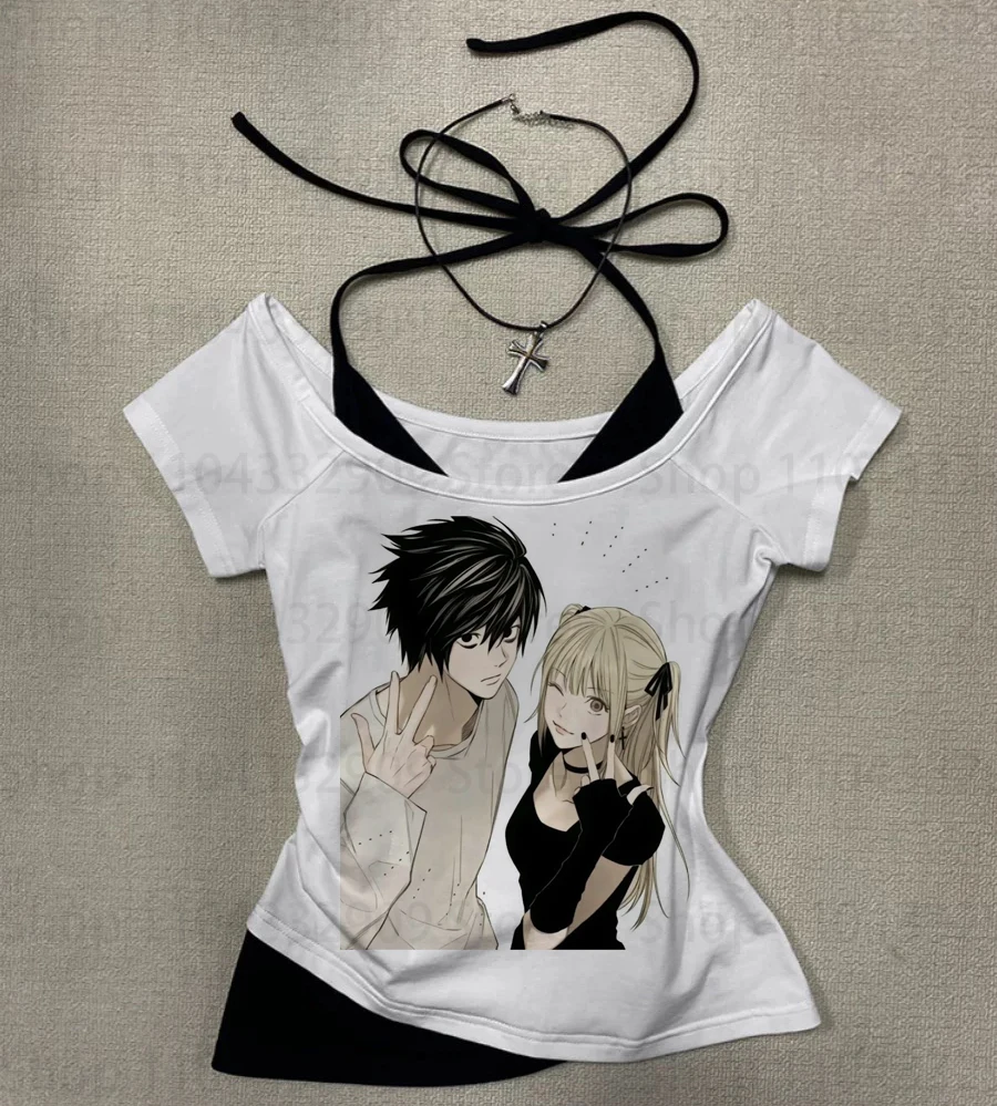 Emo Girl Tees Clothes Gothic Fairy Printing Tops Vintage Punk girls Slim Tees Tops Letter Printing Summer Women Tees Tops 2000s