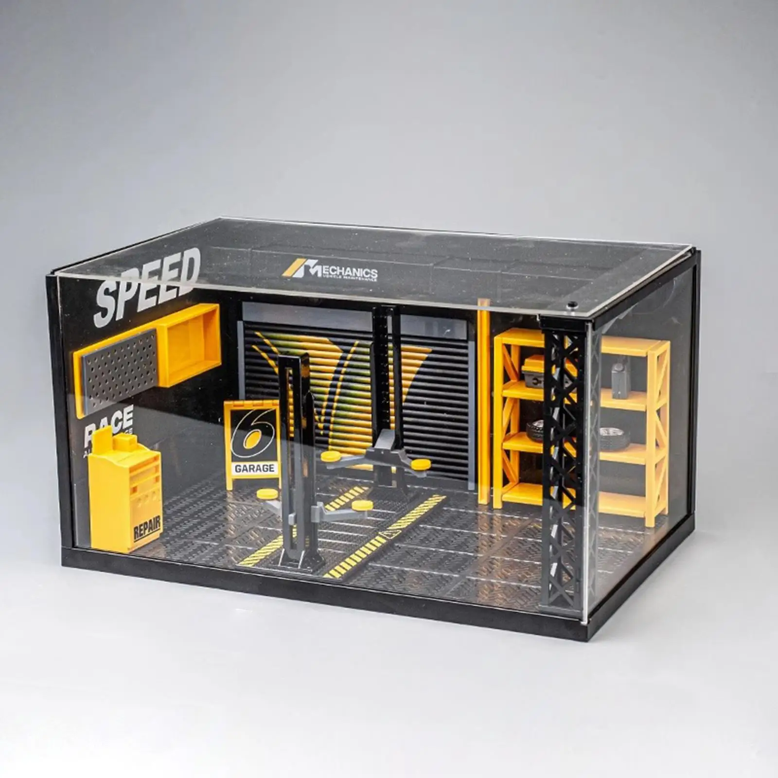 Garage per auto Diorama in scala 1:24 con luci da collezione, ornamenti di simulazione