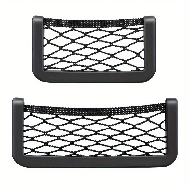 2pcs Universal Car RV Storage Net Pocket with Adhesive, Mobile Holder, and Multiple Sizes - Convenient Car Accessories