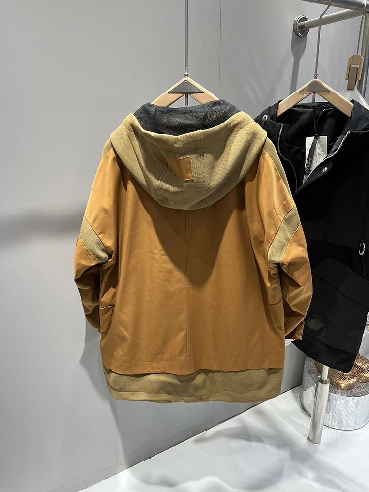 

Повседневное мужское пальто Jaet с капюшоном 1899, весна-осень, высокая чувствительность, лоскутное мужское пальто, длинный воротник-стойка, обычная длина