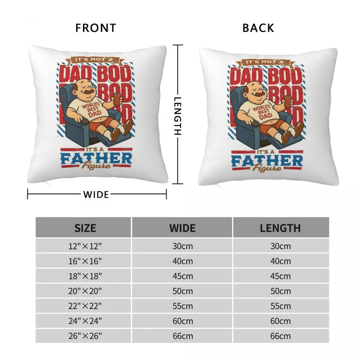 It's Not A Dad Bod It's A Father Figure Square Pillowcase Polyester Linen Velvet Creative Decorative Sofa Seater Cushion Cover