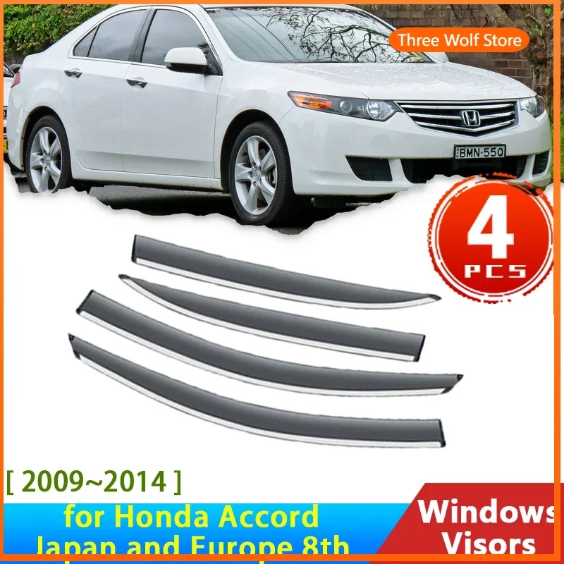 Deflectores para Honda Accord 8th Spirior Sedan 2009 ~ 2014 accesorios visera de ventana lateral de coche embellecedor parabrisas lluvia ceja 2013 2012