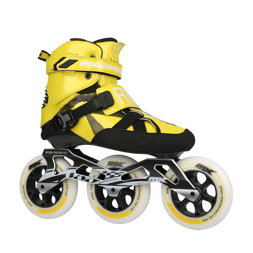 Yellow Maximum load 65kg PU Upper Roller Skate Shoes