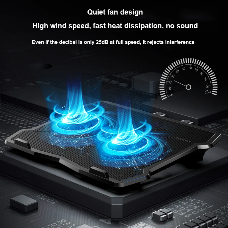 Cooler Fan Notebook Radiator Air Laptop Cooler With 2 Fans Two USB 1600RPM Gaming Laptop Stand Computer Cooler Base Mute Cooling