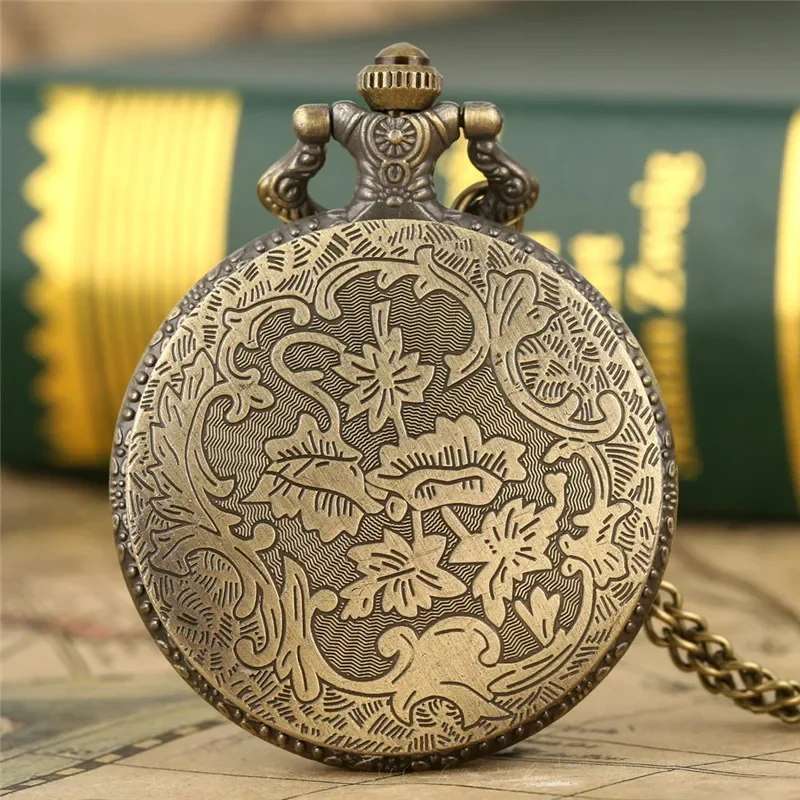 Classic Retro Building Tomb Design Men Women Pocket Watch Arabic Number Quartz Movement Clock with Long Chain Reloj De Bolsillo