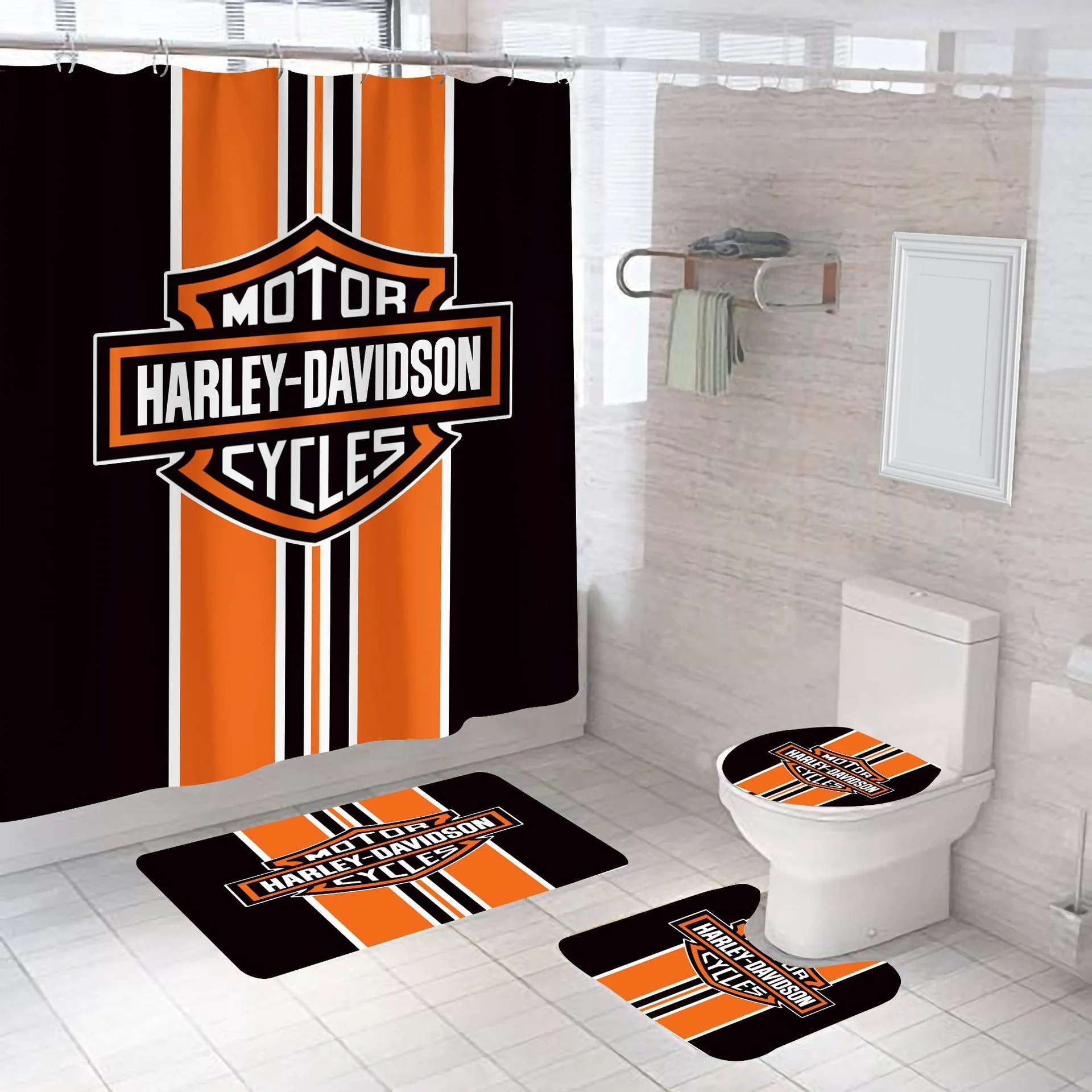 For Harley Davidson Flag Tapestry Curtain Polyester Digital Printed Motorcycle Racing Anti-slip Carpet Decor Accessories view 2