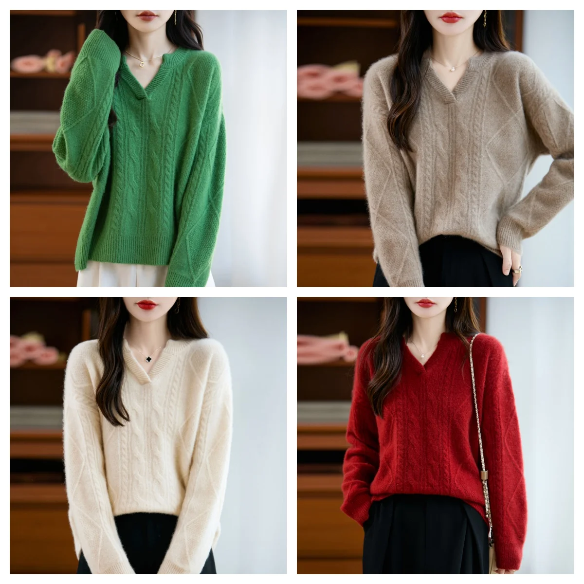 

Свитер из 100% мериносовой шерсти, осень-зима, женский толстый пуловер, классический базовый стиль, уличный повседневный свободный вязаный сексуальный топ